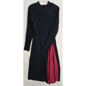 Women's Dress Black With Red Flare At Bottom Pretty Garden Size Small